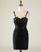 Sparkly Spaghetti Straps Sequins Short Party Dress