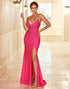 Mermaid Spaghetti Straps Fuchsia Party Dress with Beading