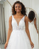 A Line Lace Backless V-Neck Wedding Dress