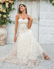 Gorgeous A Line Sweetheart Champagne Flower Long Bridesmaid Dress