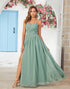 Chiffon Spaghetti Straps Eucalyptus Bridesmaid Dress