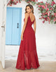 Simple A Line Spaghetti Straps Burgundy Long Bridesmaid Dress with Ruffles