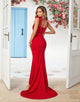 Mermaid V Neck Burgundy Long Bridesmaid Dress with Train