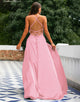 A-Line Orange Prom Dress Side Split Evening Dress