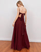 Burgundy Spaghetti Straps Long Bridesmaid Dress with Split