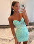 Mint Corset Sweetheart Appliqued Mini Homecoming Dress