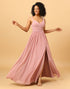 Beautiful A Line Blush Long Bridesmaid Dress with Split Front
