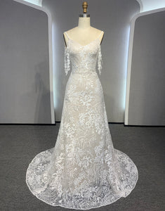 Ivory Cold Shoulder Backless Wedding Dress