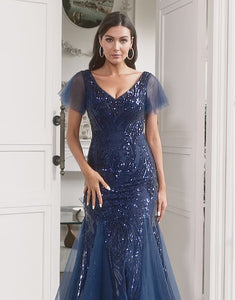 Navy Blue Sequins Mermaid Mother of the Bride Dress