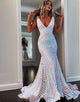Deep V-neck Sequin Mermaid Long Prom Dress
