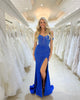 Royal Blue Mermaid Glitter Long Prom Dress With Split