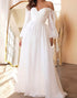 Off the Shoulder White A Line Long Sleeve Wedding Dress
