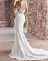 Mermaid Spaghetti Straps White Sweep Train Wedding Dress with Lace