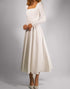 Long Sleeve A Line Square Neck White Midi Wedding Dress