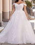 Ivory Corset Off the Shoulder A Line Wedding Dress with Lace