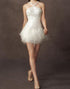 Sparkly Halter White Tight Short Wedding Dress with Tassels