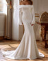 Ivory Mermaid Off the Shoulder Long Sleeve Wedding Dress