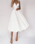 White Spaghetti Straps A Line Midi Wedding Dress