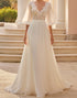 Ivory Lace Half Sleeve A Line Wedding Dress