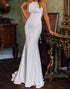 White Halter Mermaid Open Back Wedding Dress