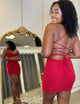 Red Spaghetti Straps Tight Homecoming Dress