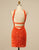 Orange Halter Backless Sequin Short Homecoming Dress