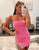 Fringes Pink Strapless Short Tight Homecoming Dress with Stars