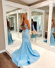 Light Blue Mermaid Long Prom Dress With Appliques