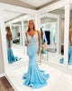 Light Blue Mermaid Long Prom Dress With Appliques