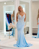 Light Blue Mermaid Long Prom Dress With Appliques