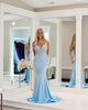 Light Blue Mermaid Long Prom Dress With Appliques