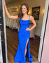 Roayl Blue Mermaid Spaghetti Strap Long Prom Dress