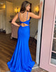 Roayl Blue Mermaid Spaghetti Strap Long Prom Dress