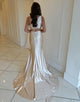 Champange Mermaid One Shoulder Two Piece Long Prom Dress