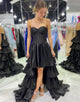 Black A Line Sweetheart Tiered Long Party Dress
