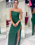 Green Mermaid Off The Shoulder Long Prom Dress With Slit