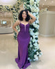 Glitter Dark Purple Mermaid Long Corset Prom Dress
