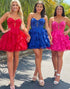 Fuchsia Ruffled A Line Corset Short Homecoming Dress with Bows