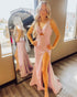 Glitter Blush Mermaid Long Prom Dress With Slit