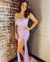 Sparkly Lilac Mermaid Long Prom Dress With Slit
