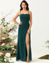Dark Green Spaghetti Straps Wedding Guest Dress with Slit