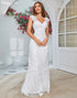 Ivory Mermaid Lace V-Neck Wedding Dress
