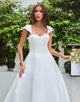 Simple Ivory Satin A-Line Wedding Dress