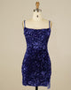 Royal Blue Sequin Neck Short Homecoming Dress with Tassels