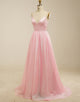 A-Line Pink Prom Dress with Lace-Up Back