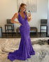 V-neck Sequin Long Mermaid Prom Dress