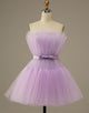 Lilac Strapless Homecoming Dress