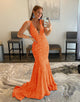 Sequin Mermaid Open Back Long Prom Dress