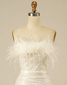 Strapless Sequin White Homecoming Dress