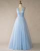 Light Blue Tulle Long Prom Dress